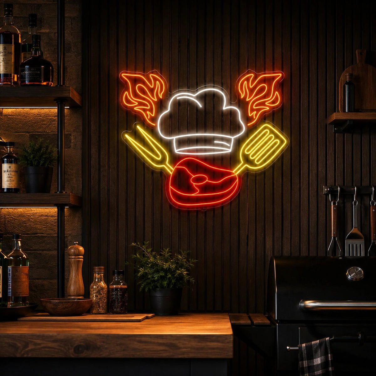 Chef Hat Steak And Grill Tools LED Neon Sign - Shineneon