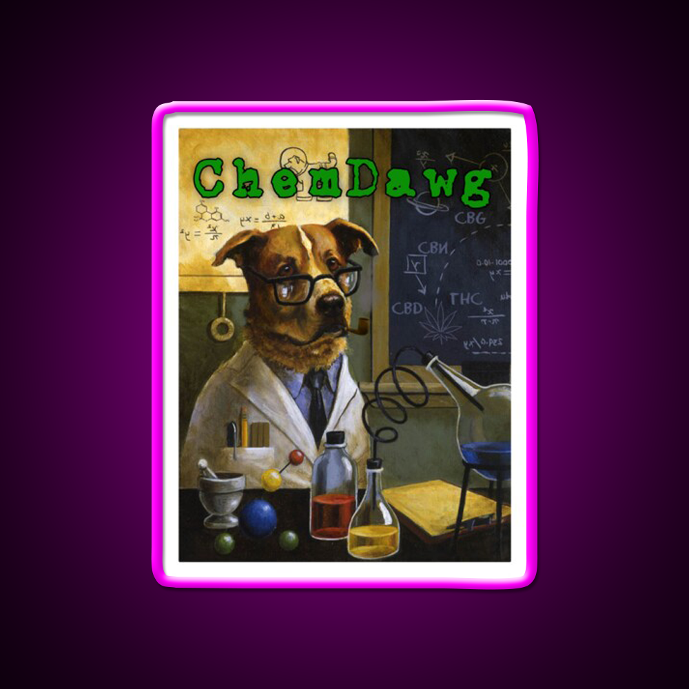 Chem Dawg Hemp Inspired Green Leaf Led Neon Sign Rgb Color - Neon sign mounted on wall in room