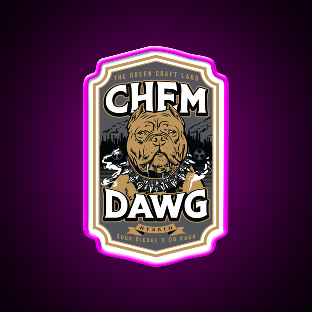 Chemdawg Hemp Inspired Green Leaf Led Neon Sign 420 Neon Decor Rgb Color - Neon sign mounted on wall in room