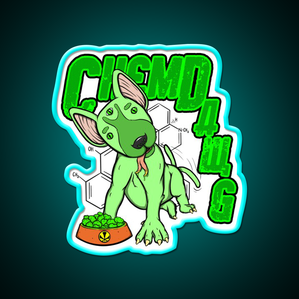 Chemdawg Hemp Inspired Green Leaf Led Neon Sign Rgb Color - Size and dimension reference