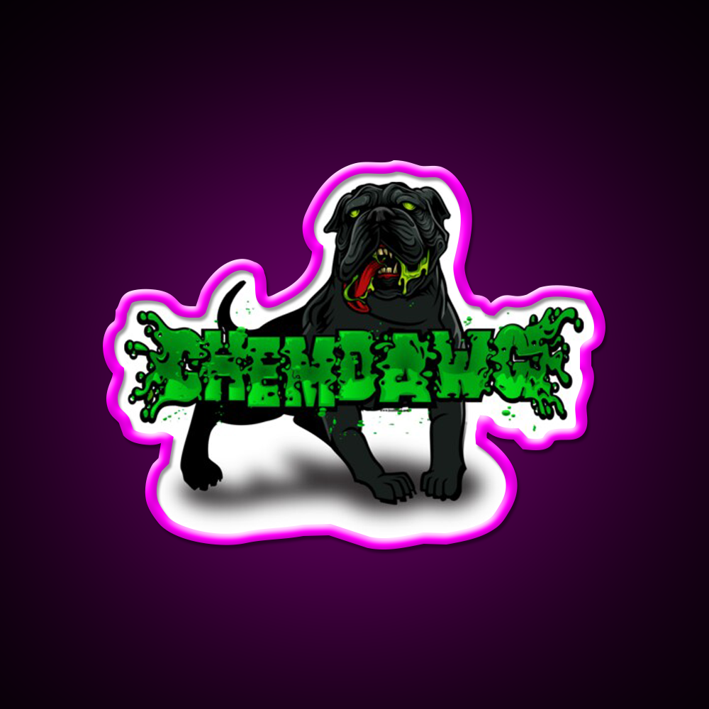 Chemdawg Strain Art Hemp Inspired Green Leaf Led Neon Sign Rgb Color - Neon sign mounted on wall in room