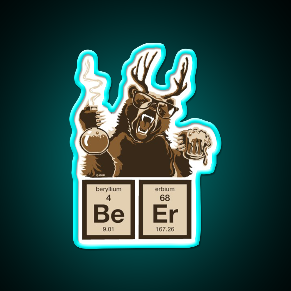 Chemistry Bear Discovered Beer Man Cave Bar Led Neon Sign Rgb Color