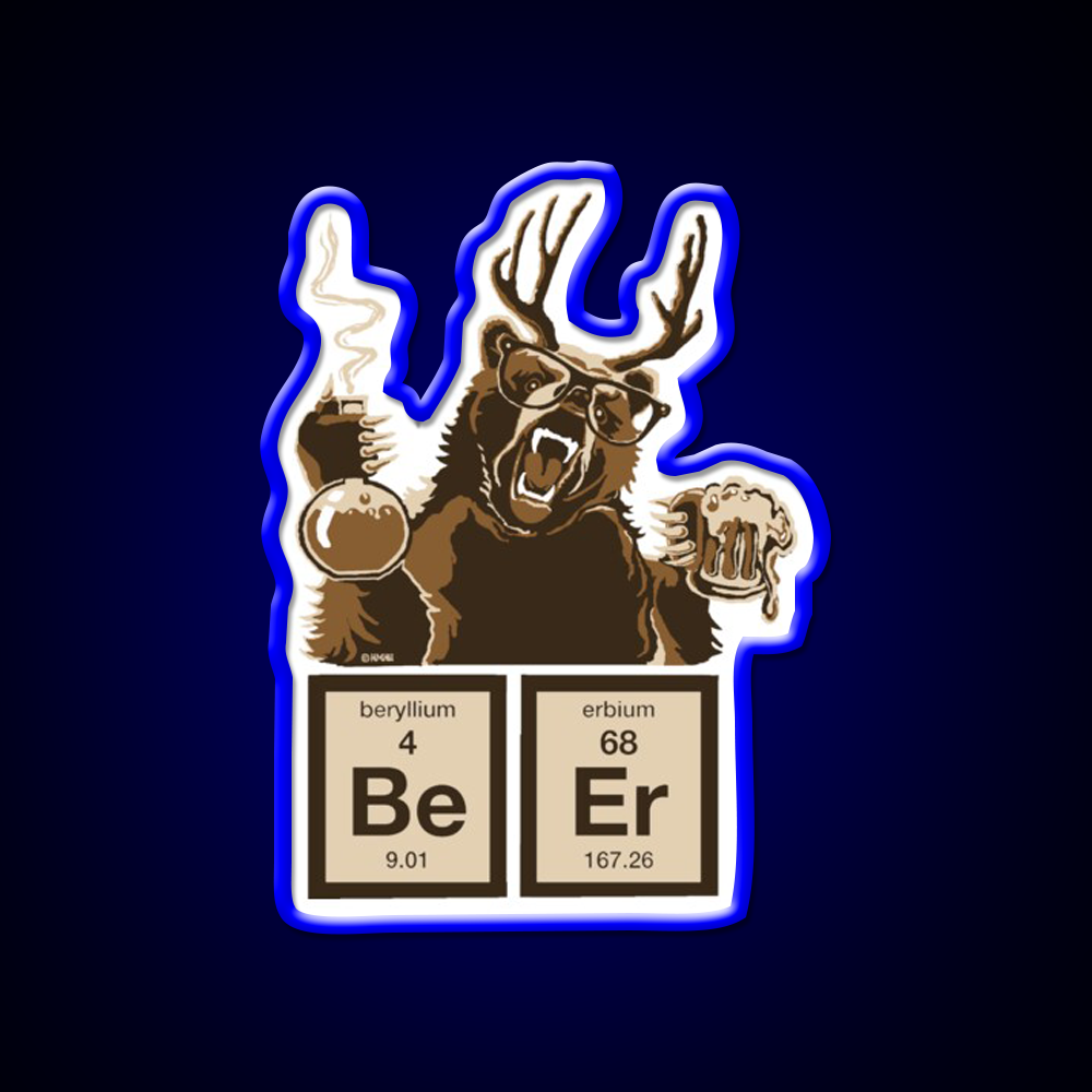 Chemistry Bear Discovered Beer Man Cave Bar Led Neon Sign Rgb Color