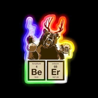 Chemistry Bear Discovered Beer Man Cave Bar Led Neon Sign Rgb Color