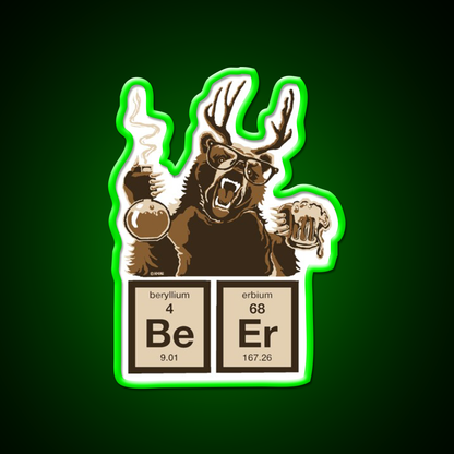 Chemistry Bear Discovered Beer Man Cave Bar Led Neon Sign Rgb Color