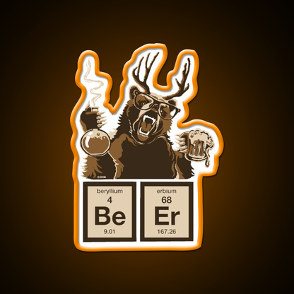 Chemistry Bear Discovered Beer Man Cave Bar Led Neon Sign Rgb Color