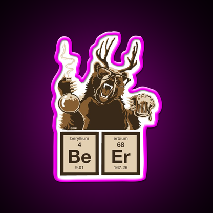 Chemistry Bear Discovered Beer Man Cave Bar Led Neon Sign Rgb Color