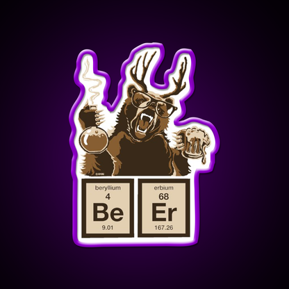 Chemistry Bear Discovered Beer Man Cave Bar Led Neon Sign Rgb Color