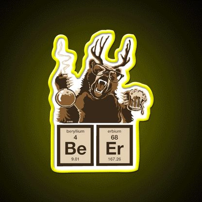 Chemistry Bear Discovered Beer Man Cave Bar Led Neon Sign Rgb Color