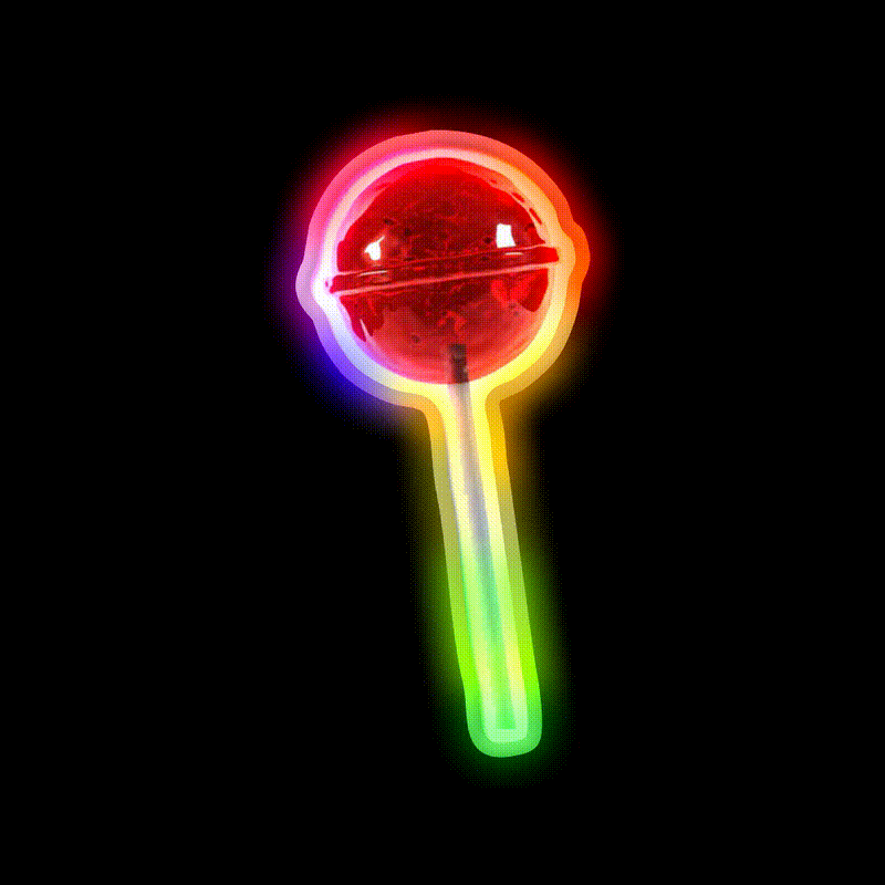 Cherry Lollipop Snack Food Led Neon Sign Rgb Color - LED neon sign close-up detail