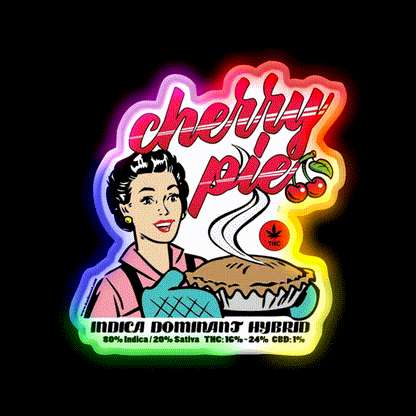 Cherry Pie Strain Art Hemp Inspired Green Leaf Led Neon Sign Rgb Color - LED neon sign close-up detail