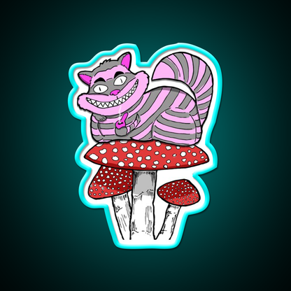 Cheshire Cat On Mushroom Smoking Bowl Green Leaf Led Neon Sign Rgb Color - Size and dimension reference
