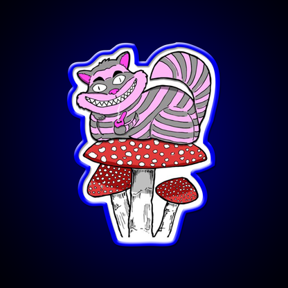Cheshire Cat On Mushroom Smoking Bowl Green Leaf Led Neon Sign Rgb Color - LED neon sign view 5