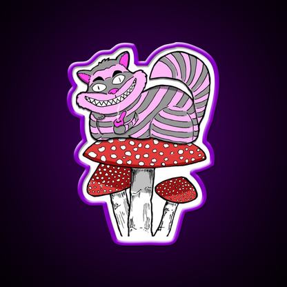 Cheshire Cat On Mushroom Smoking Bowl Green Leaf Led Neon Sign Rgb Color - LED neon sign view 9