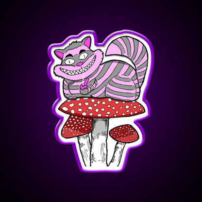Cheshire Cat On Mushroom Smoking Bowl Green Leaf Led Neon Sign Rgb Color - Shineneon