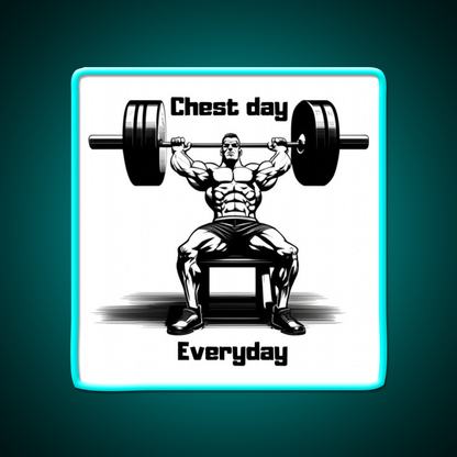Chest Day Everday Design Gym Fitness Led Neon Sign Rgb Color - Size and dimension reference