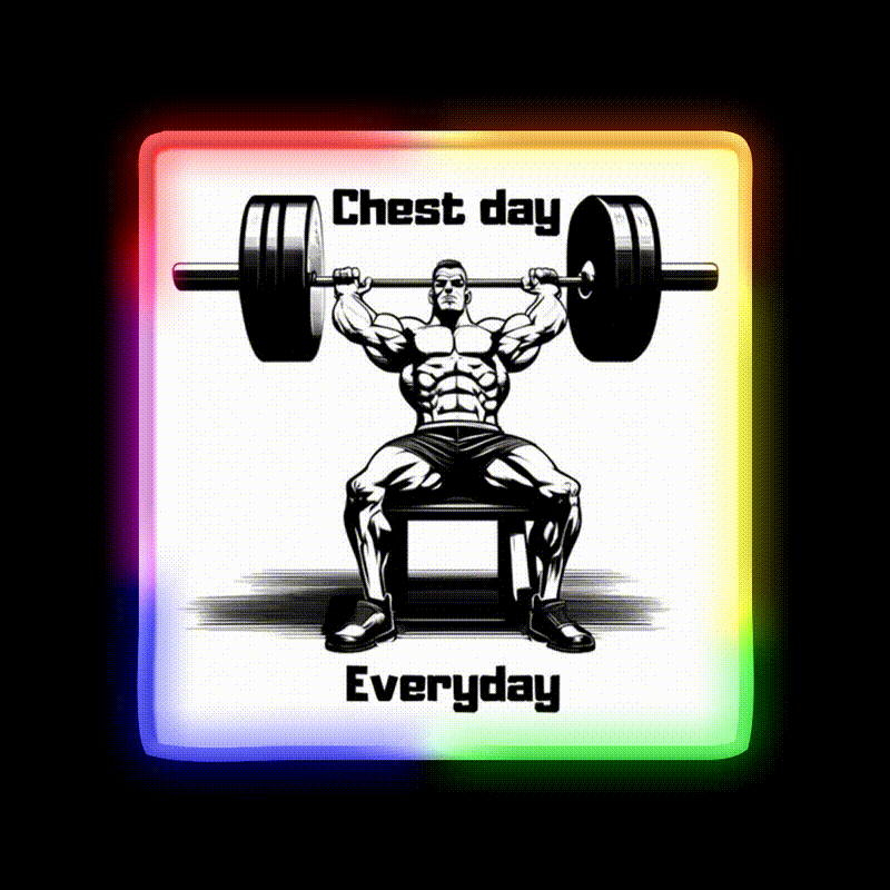 Chest Day Everday Design Gym Fitness Led Neon Sign Rgb Color