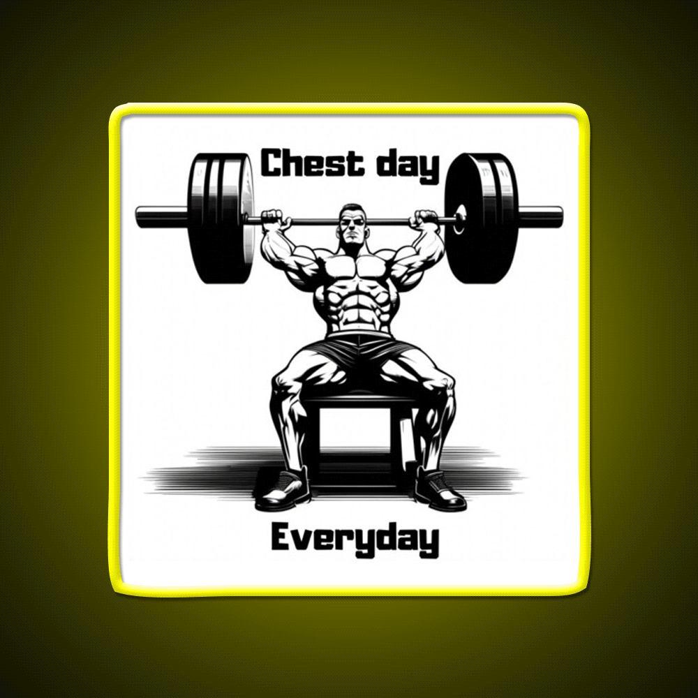Chest Day Everday Design Gym Fitness Led Neon Sign Rgb Color - Custom LED neon sign front view