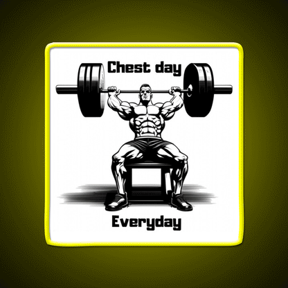 Chest Day Everday Design Gym Fitness Led Neon Sign Rgb Color - Custom LED neon sign front view
