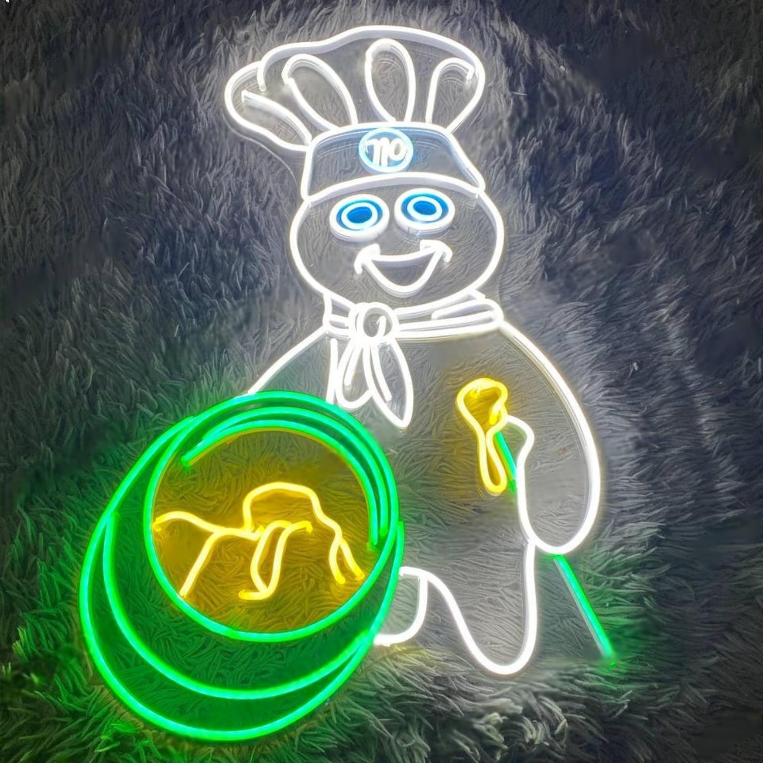 Chibi Chef Cartoon Multi-Color Led Neon Sign For Restaurant Kitchen Decor | Shineneon