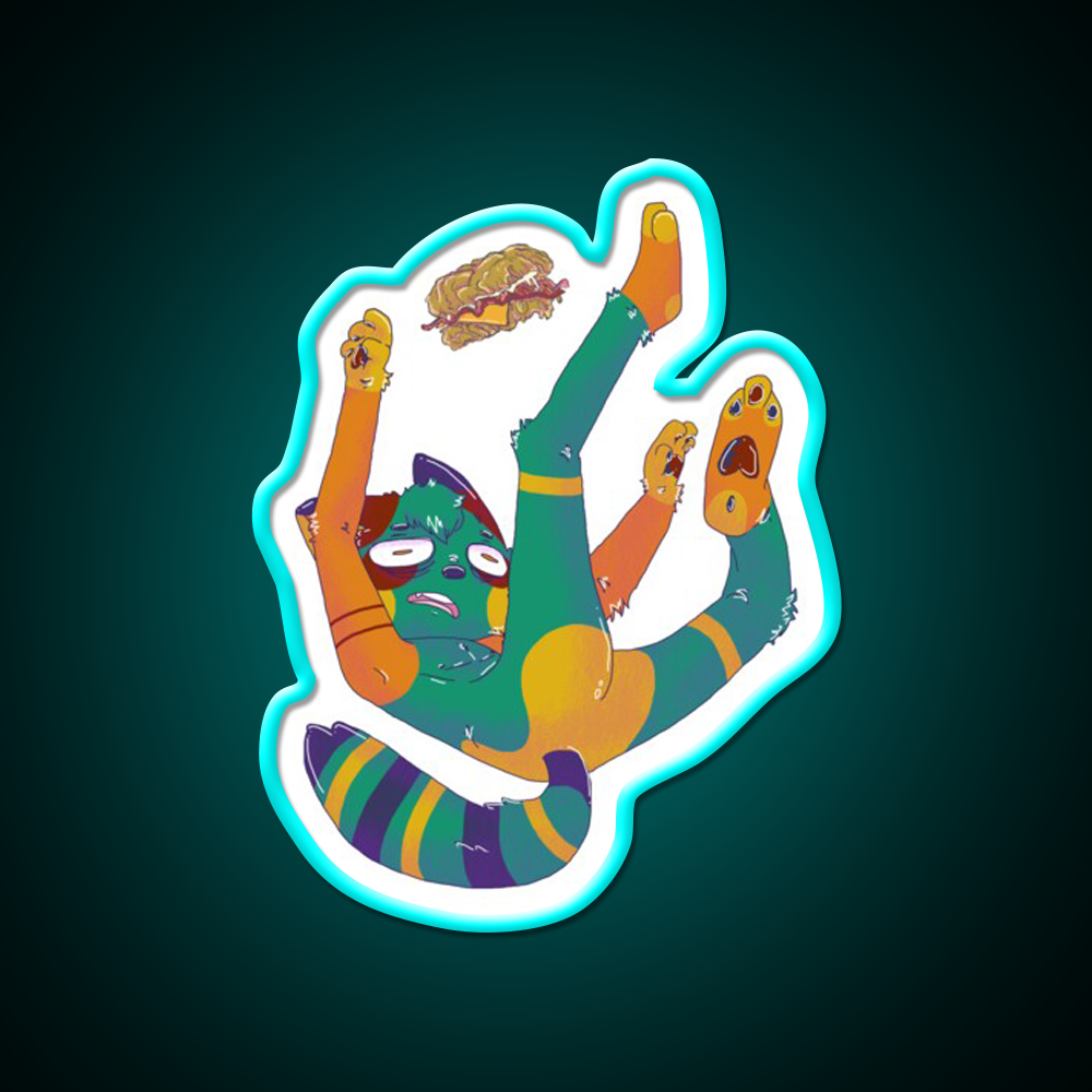 Chibi Falling Double Down Fast Food Led Neon Sign For Burger Place Rgb Color