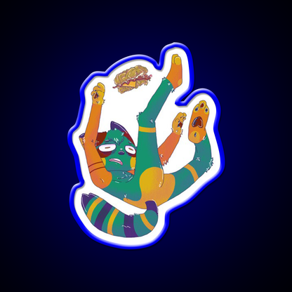 Chibi Falling Double Down Fast Food Led Neon Sign For Burger Place Rgb Color