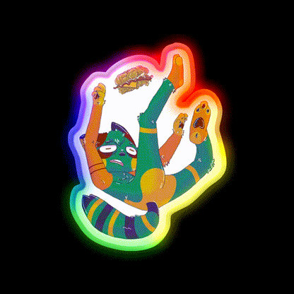 Chibi Falling Double Down Fast Food Led Neon Sign For Burger Place Rgb Color