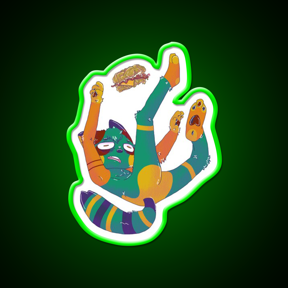 Chibi Falling Double Down Fast Food Led Neon Sign For Burger Place Rgb Color