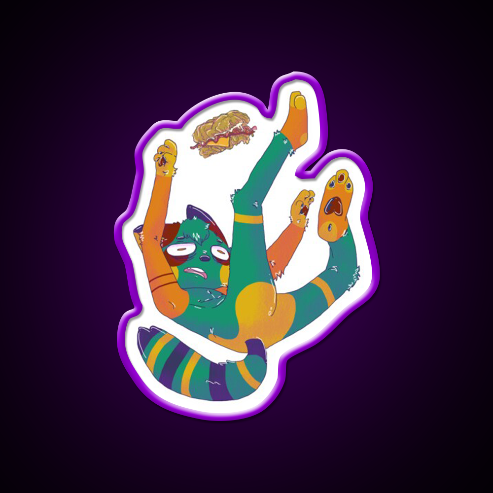 Chibi Falling Double Down Fast Food Led Neon Sign For Burger Place Rgb Color