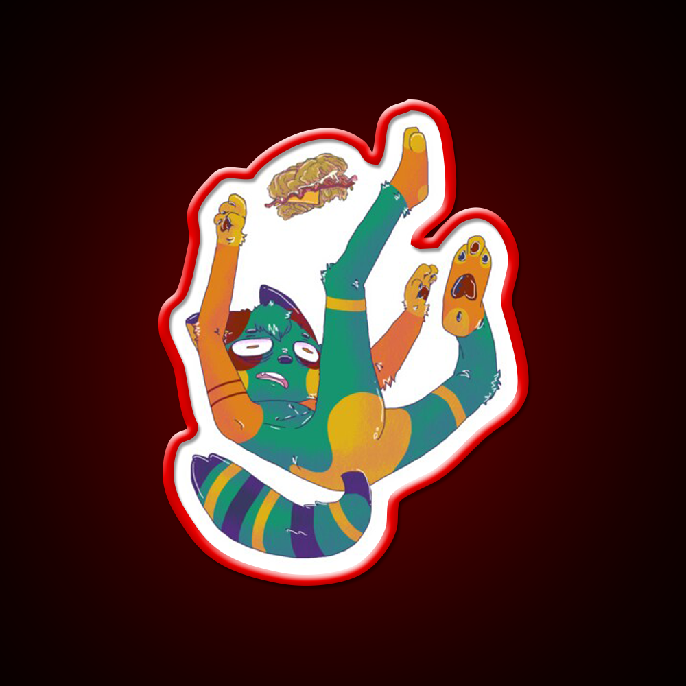 Chibi Falling Double Down Fast Food Led Neon Sign For Burger Place Rgb Color