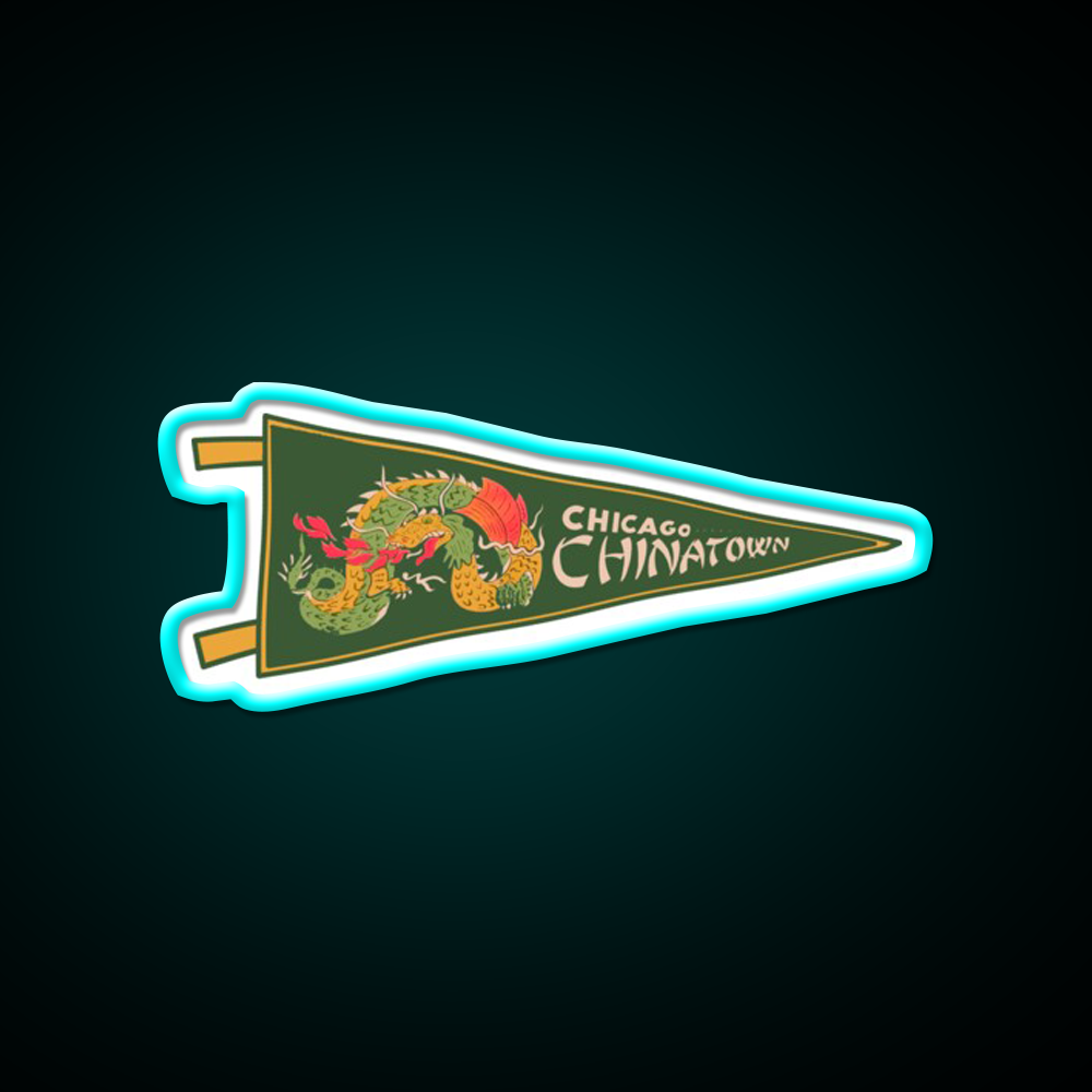 Chicago Chinatown Pennant Asian Cultural Led Neon Sign Rgb Color - Size and dimension reference