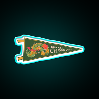 Chicago Chinatown Pennant Asian Cultural Led Neon Sign Rgb Color - Size and dimension reference
