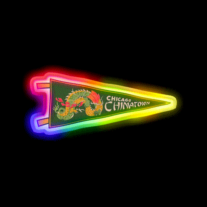 Chicago Chinatown Pennant Asian Cultural Led Neon Sign Rgb Color - LED neon sign close-up detail