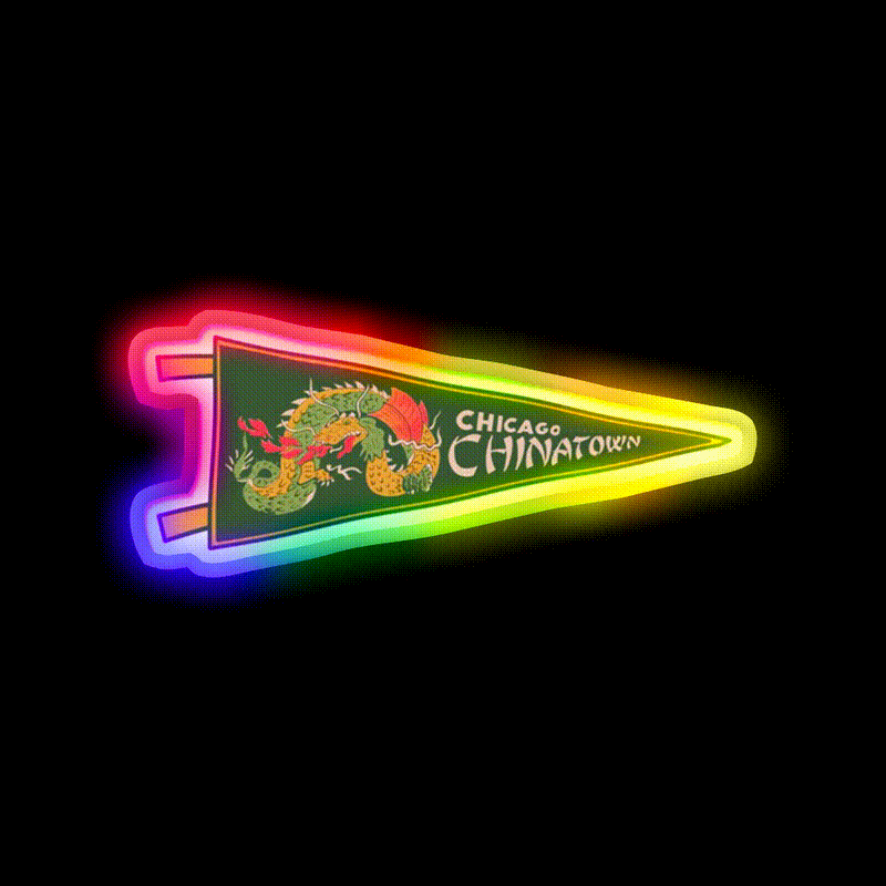 Chicago Chinatown Pennant Asian Cultural Led Neon Sign Rgb Color - LED neon sign close-up detail