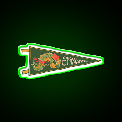 Chicago Chinatown Pennant Asian Cultural Led Neon Sign Rgb Color - Shineneon
