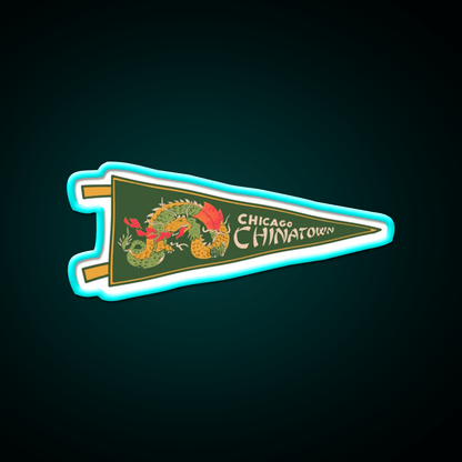 Chicago Chinatown Pennant Asian Cultural Led Neon Sign Rgb Color - Shineneon