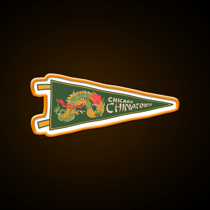 Chicago Chinatown Pennant Asian Cultural Led Neon Sign Rgb Color - Shineneon