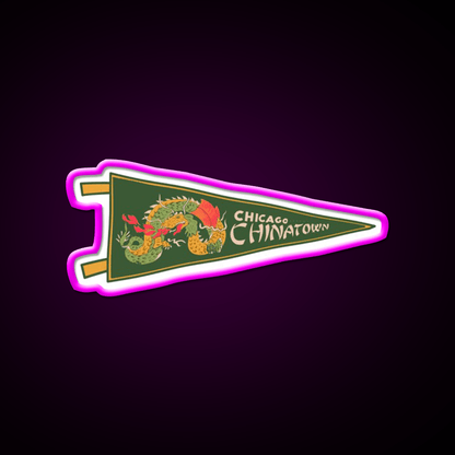 Chicago Chinatown Pennant Asian Cultural Led Neon Sign Rgb Color - Shineneon