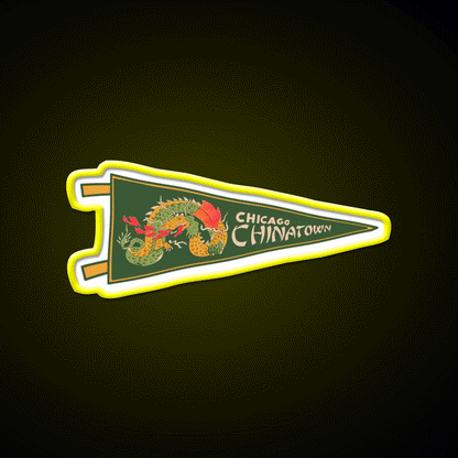Chicago Chinatown Pennant Asian Cultural Led Neon Sign Rgb Color - Custom LED neon sign front view
