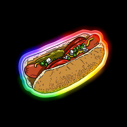 Chicago Dog Is My Co Pilot Snack Food Led Neon Sign Rgb Color - LED neon sign close-up detail
