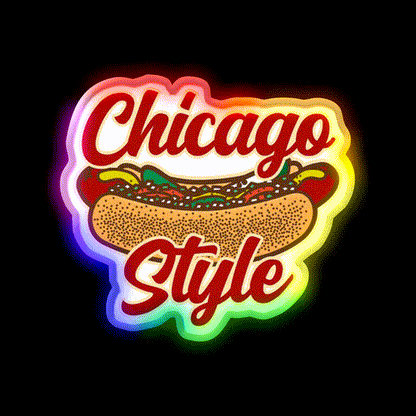 Chicago Style Hot Dog Food Fast Food Led Neon Sign For Burger Place Rgb Color