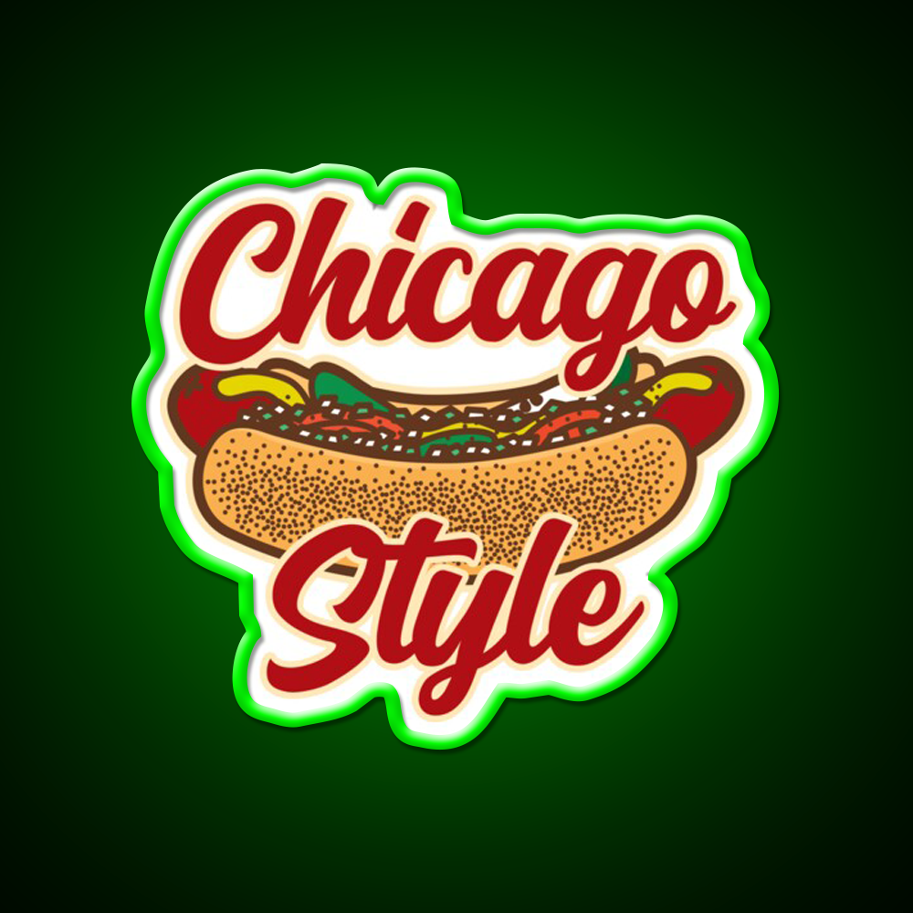 Chicago Style Hot Dog Food Fast Food Led Neon Sign For Burger Place Rgb Color