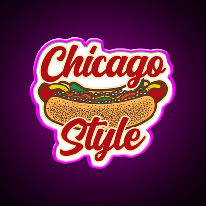 Chicago Style Hot Dog Food Fast Food Led Neon Sign For Burger Place Rgb Color