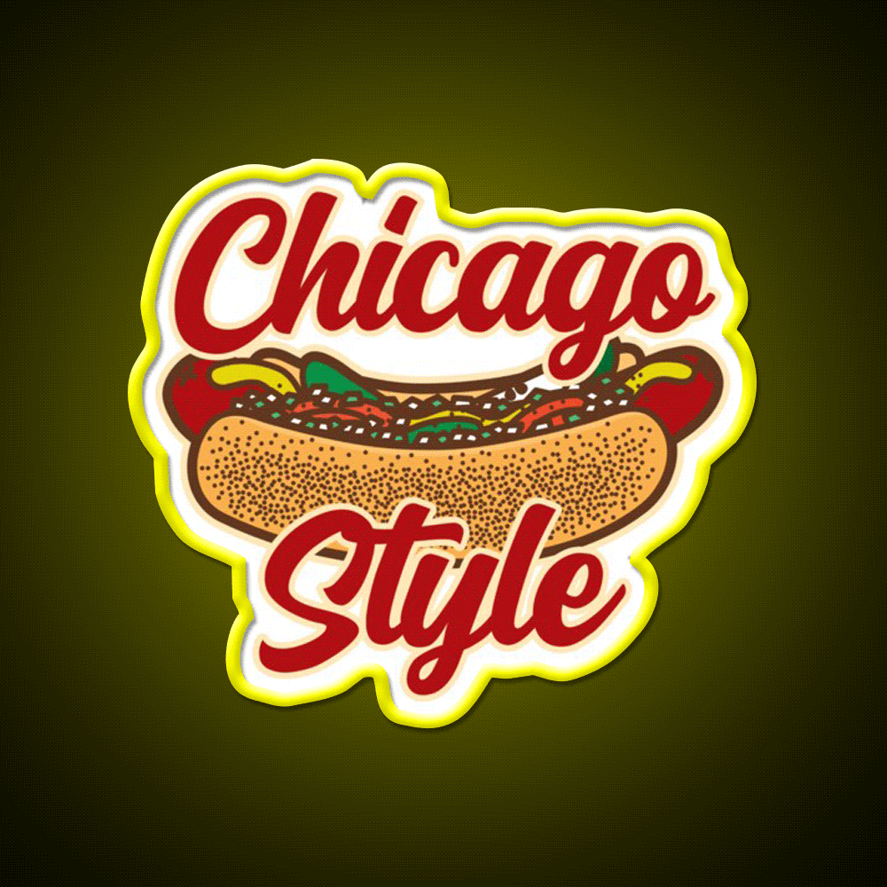 Chicago Style Hot Dog Food Fast Food Led Neon Sign For Burger Place Rgb Color