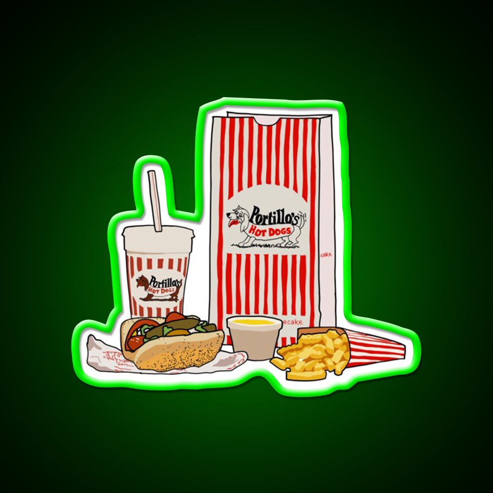 Chicago Style Hotdog Fast Food Led Neon Sign For Burger Place Rgb Color