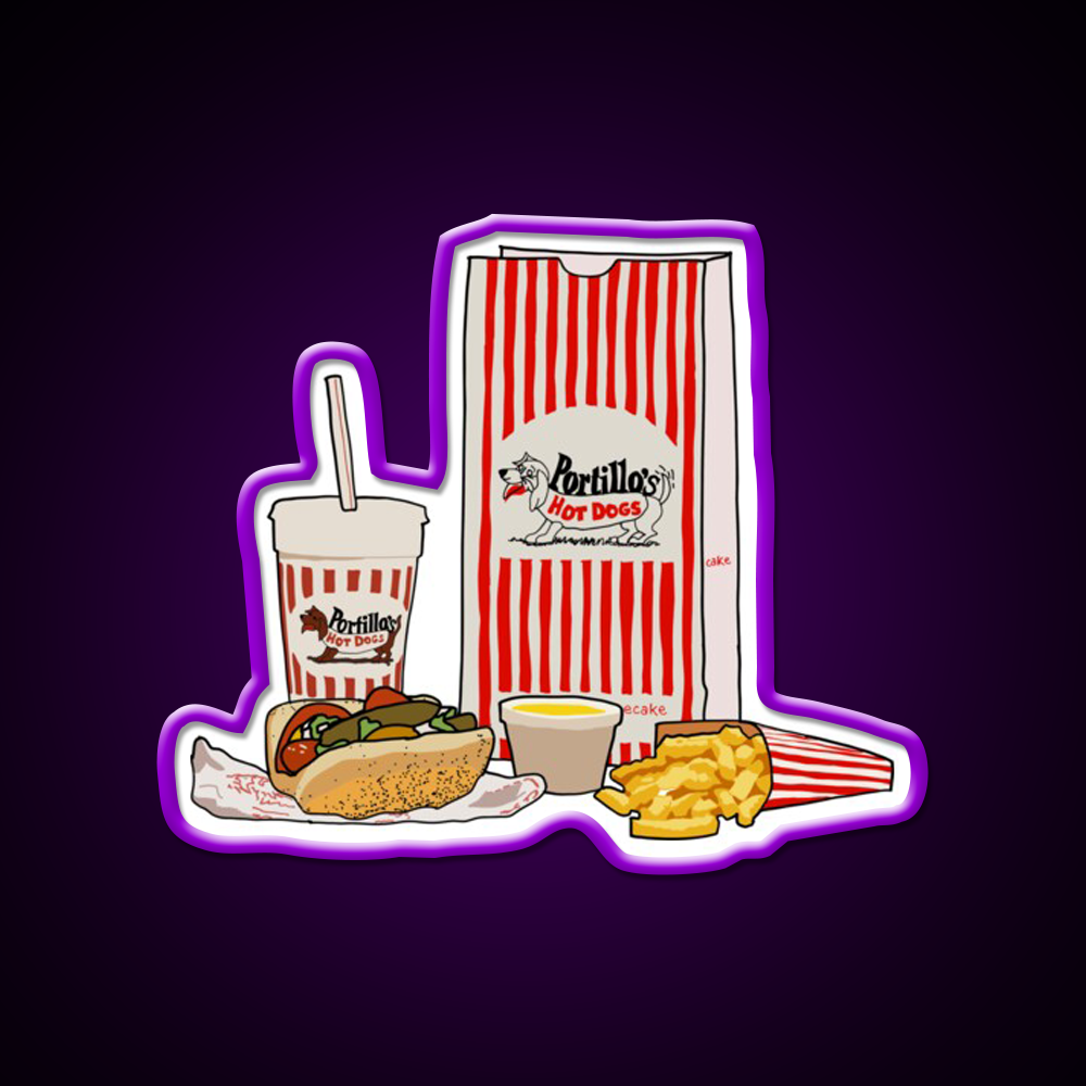 Chicago Style Hotdog Fast Food Led Neon Sign For Burger Place Rgb Color