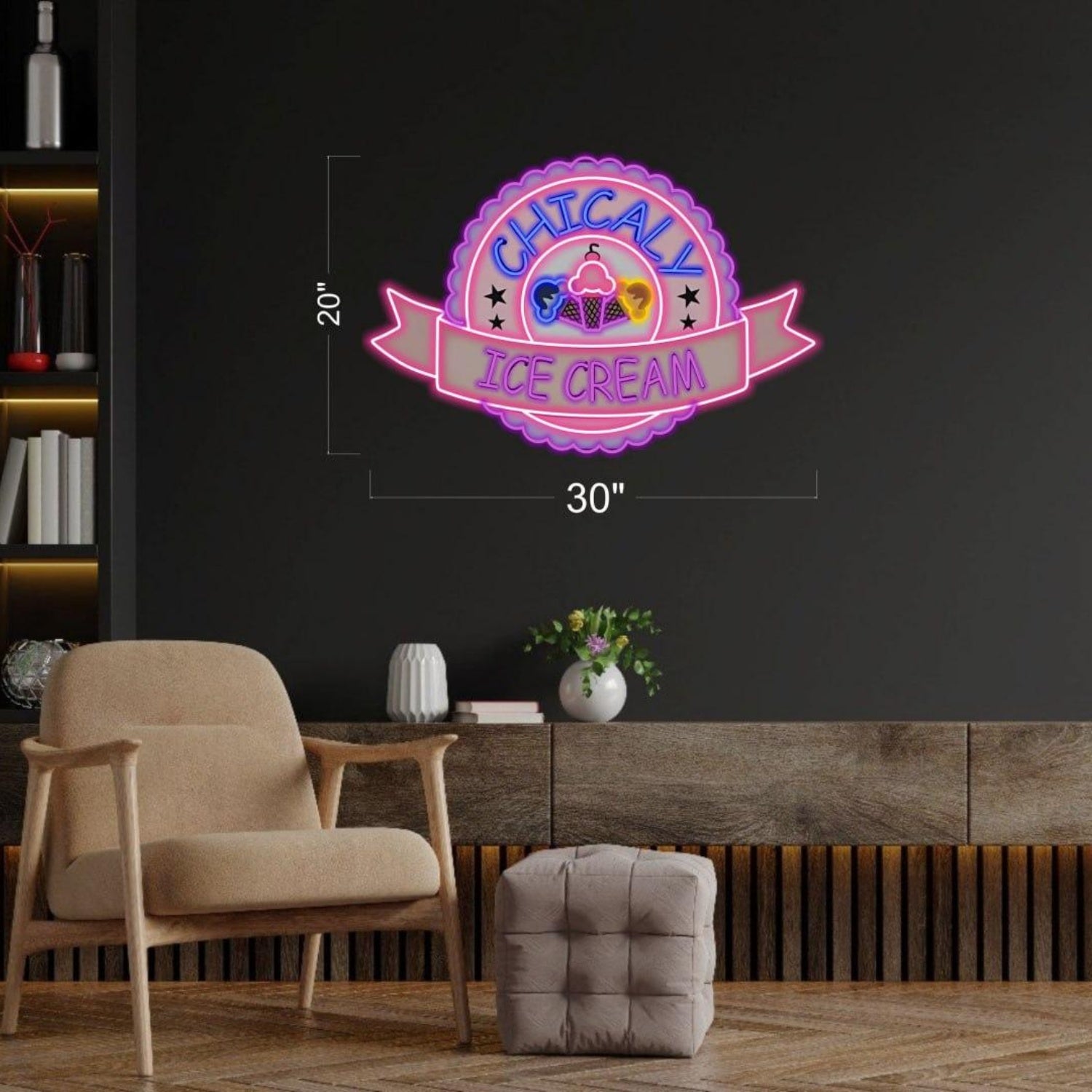 Chicaly Ice Cream Stars Multicolor Led Neon Sign For Shop Home Decor | Shineneon