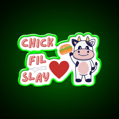 Chick Fil Slay Fast Food Led Neon Sign For Burger Place Rgb Color - Shineneon