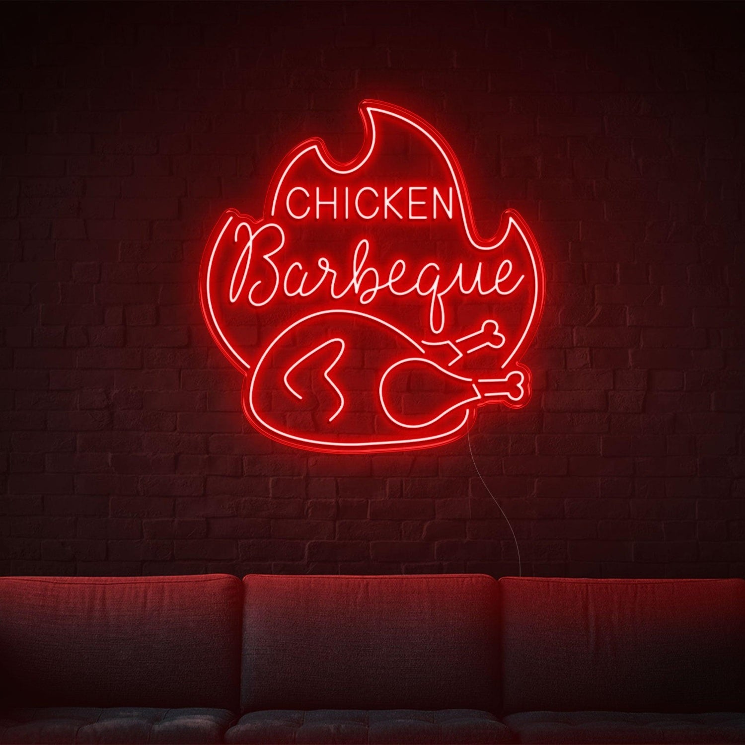 Chicken Bbq Flame Red Led Neon Sign For Restaurant Home Decor | Shineneon