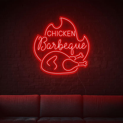 Chicken Bbq Flame Red Led Neon Sign For Restaurant Home Decor | Shineneon